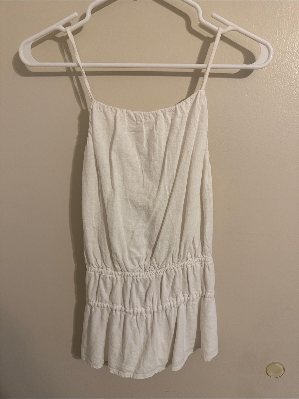 Smocked White Women's Tank Top - Picture 3 of 4